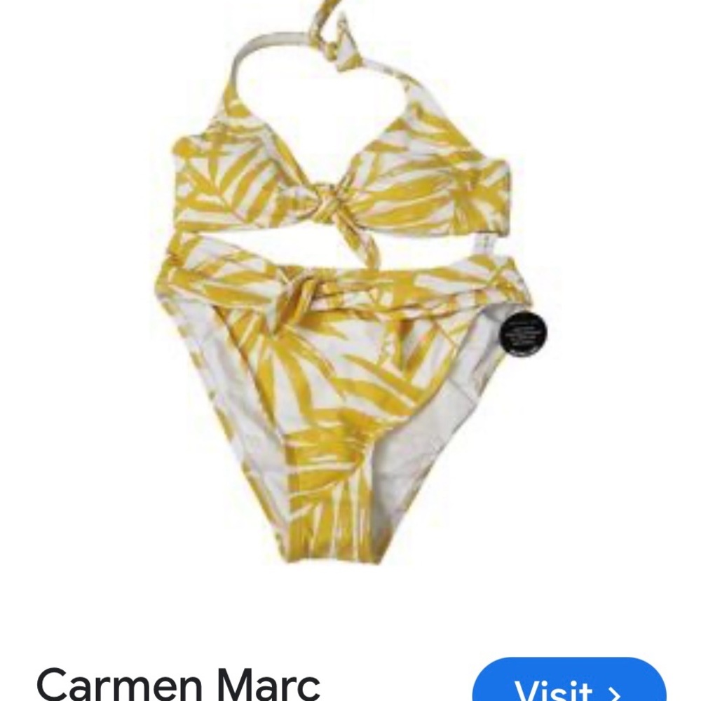Carmen Marc Valvo Geometric Yellow and White Bikini - Picture 13 of 14